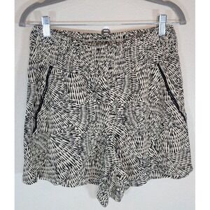 Three Dots Rayon Abstract Print Pull‎ On Shorts Women's Small Black Cream